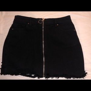 Black denim skirt